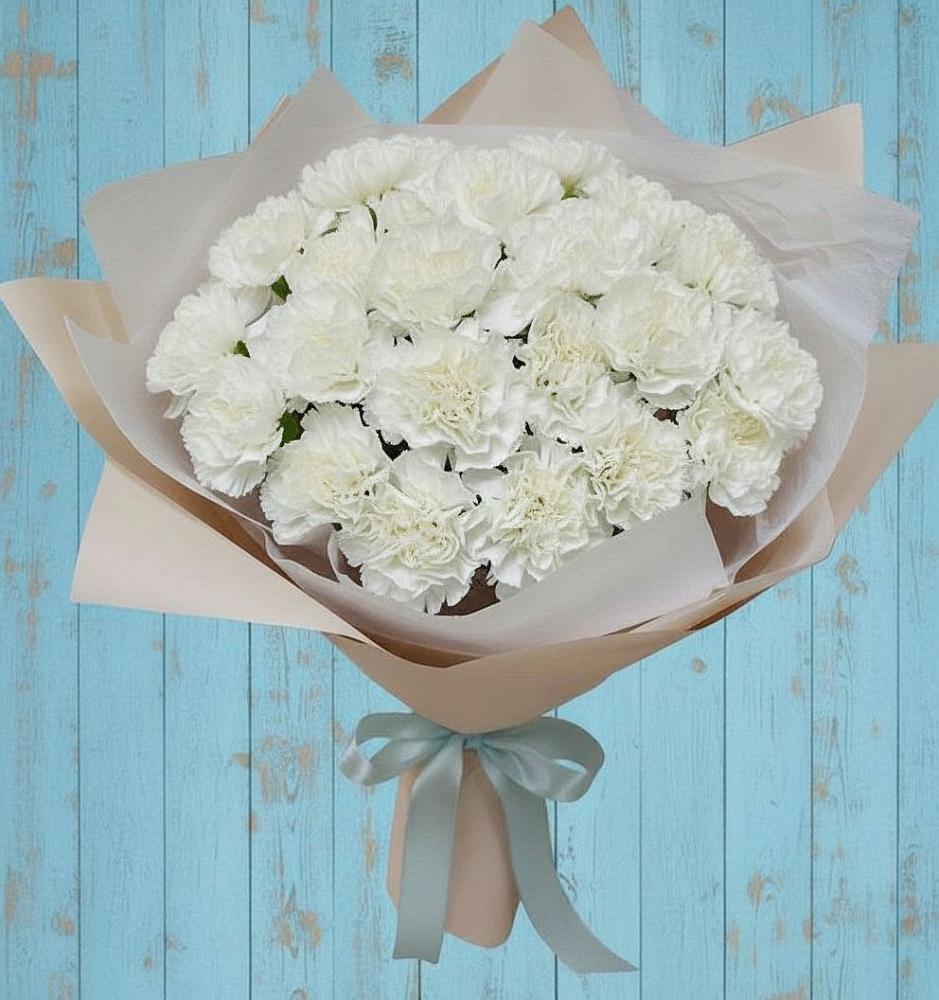 Букет Хрустальное утро в Междуреченске Букет цветов из: Гвоздики в Междуреченске