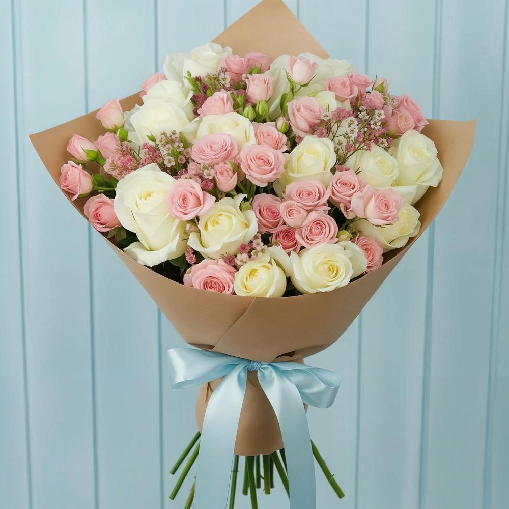 Букет романтичный подарок в Междуреченске Букет цветов из: Розы в Междуреченске