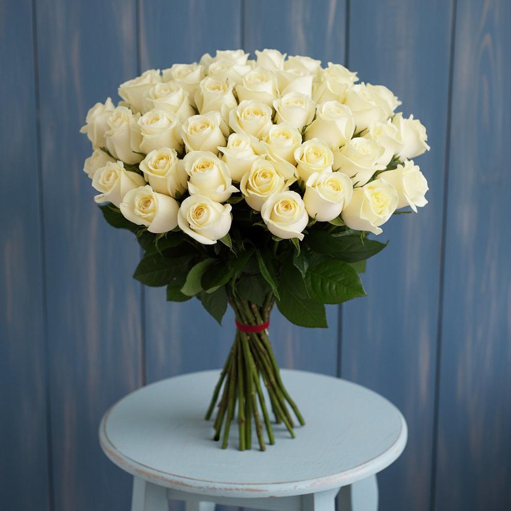 51 Белая роза Эдлесс Лав в Междуреченске Букет 51 Белая роза Эдлесс Лав в Междуреченске