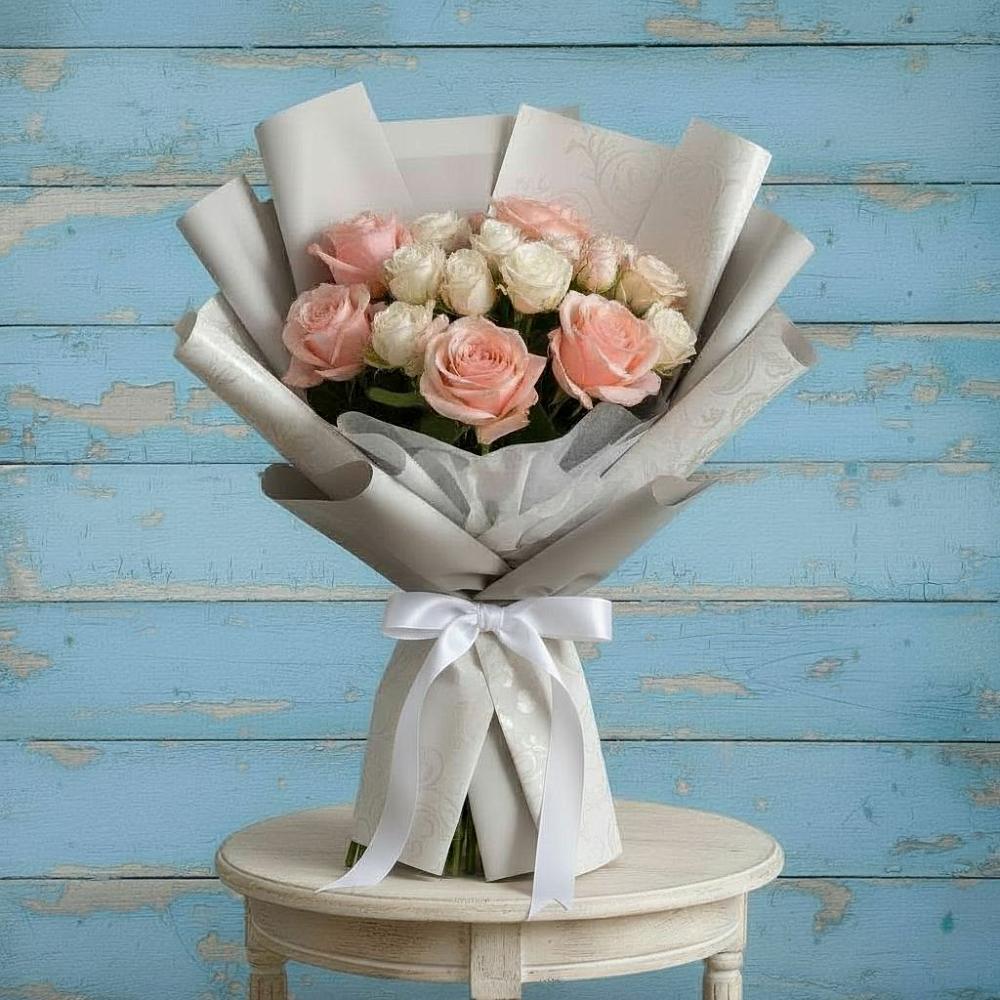 Букет Нежное облако в Междуреченске Букет цветов из: Розы в Междуреченске