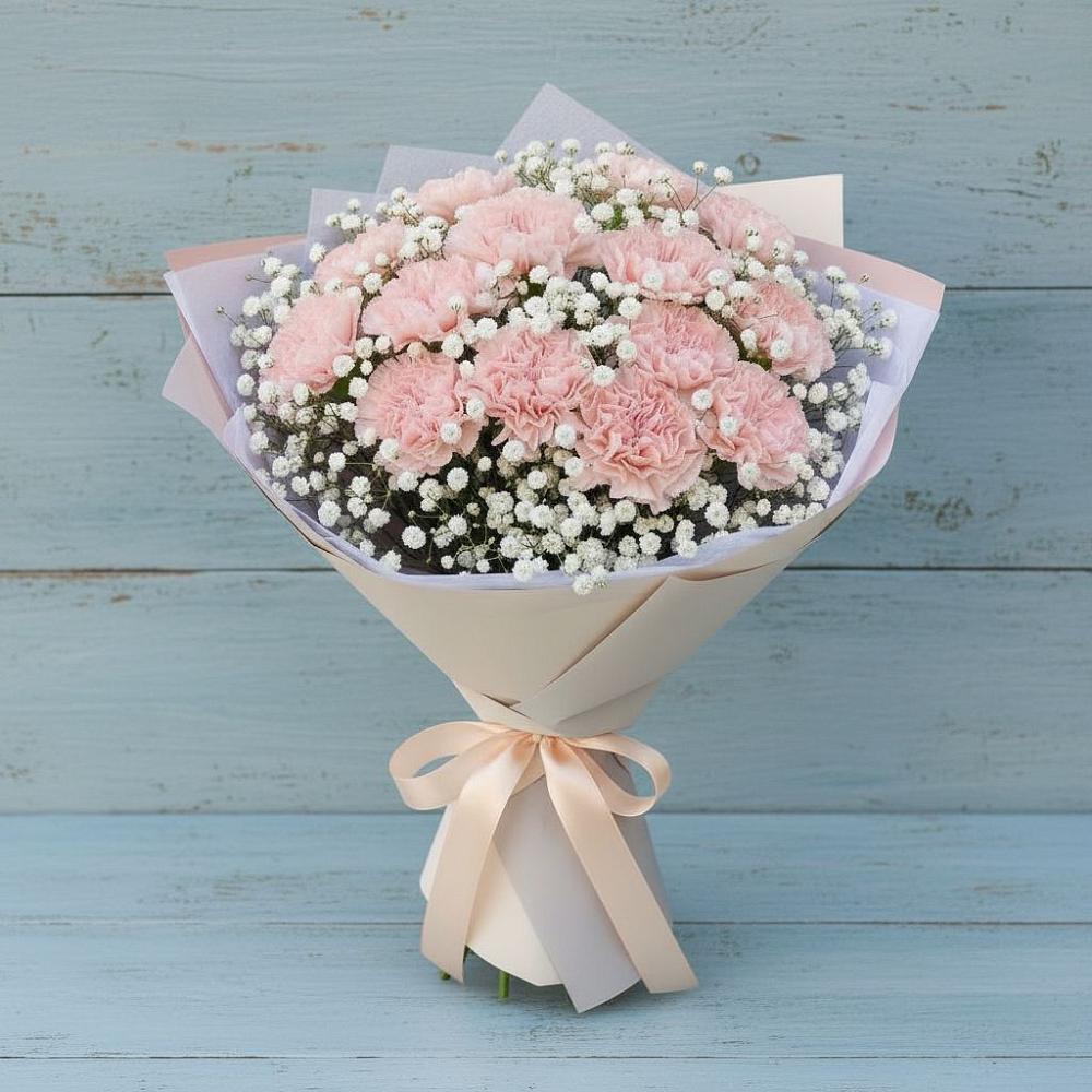 Букет Нежность рассвета в Междуреченске Букет цветов из: Гвоздики в Междуреченске