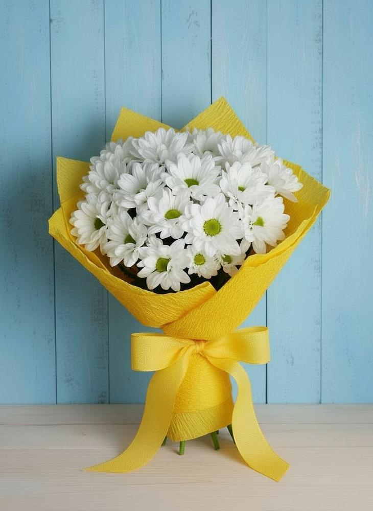 Букет Застенчивые лепестки в Междуреченске Букет цветов из: Хризантемы в Междуреченске