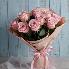 9 розовых роз в Междуреченске Букет цветов из:  Розы в Междуреченске