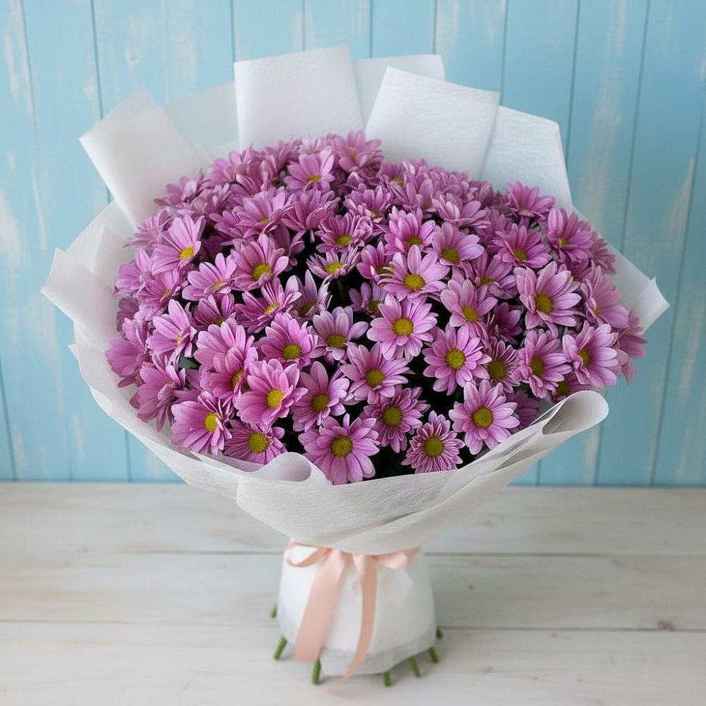 Букет сиреневая охапка в Междуреченске Букет цветов из: Хризантемы в Междуреченске