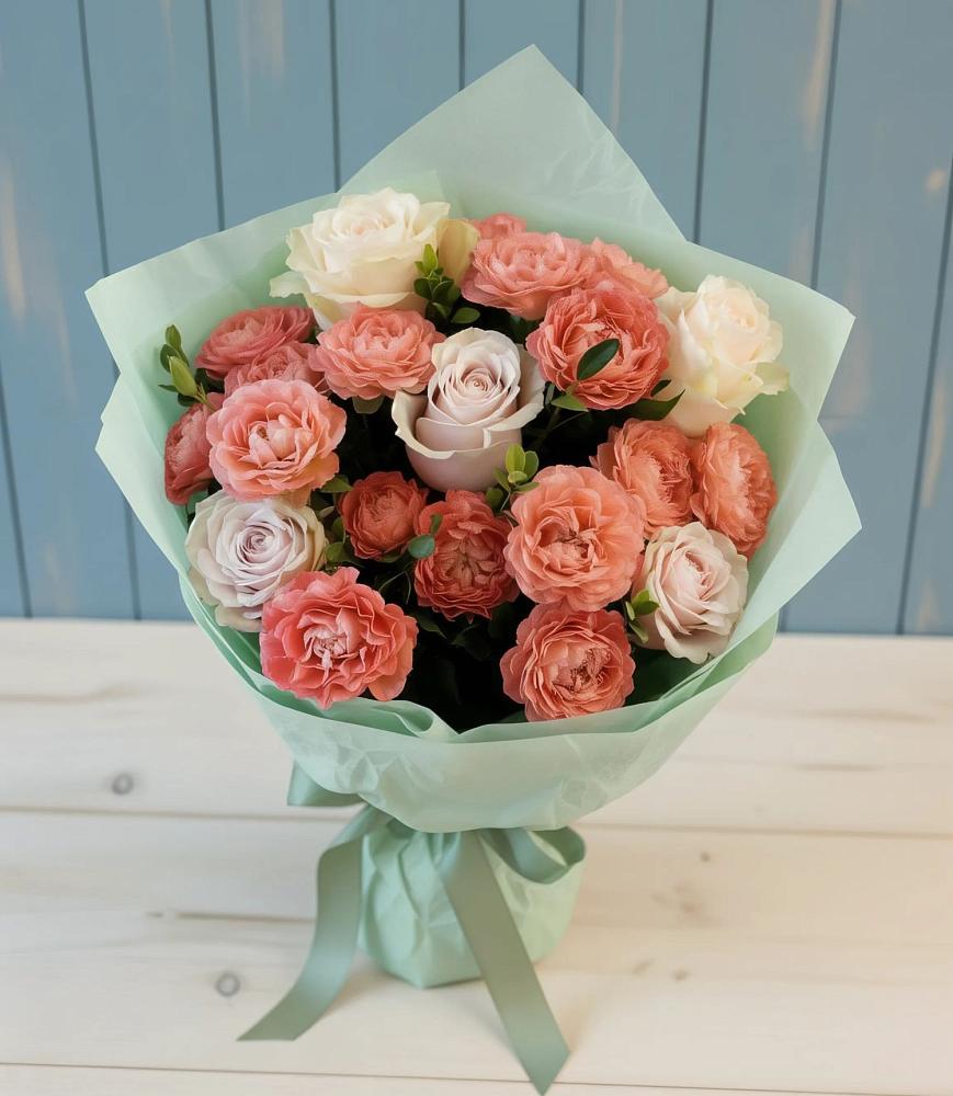 Букет влюбленный романтик в Междуреченске Букет цветов из: Розы в Междуреченске