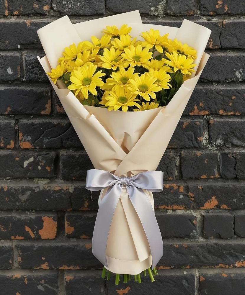 Букет Желтое настроение в Междуреченске Букет цветов из: Хризантемы в Междуреченске